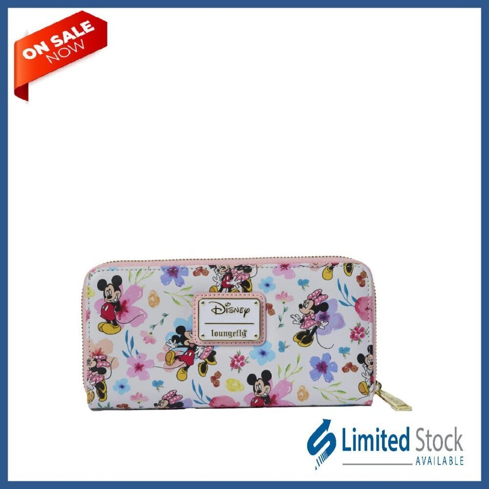 Floral Print Zip Clutch Wallet with Multiple Card Slots and ID Window